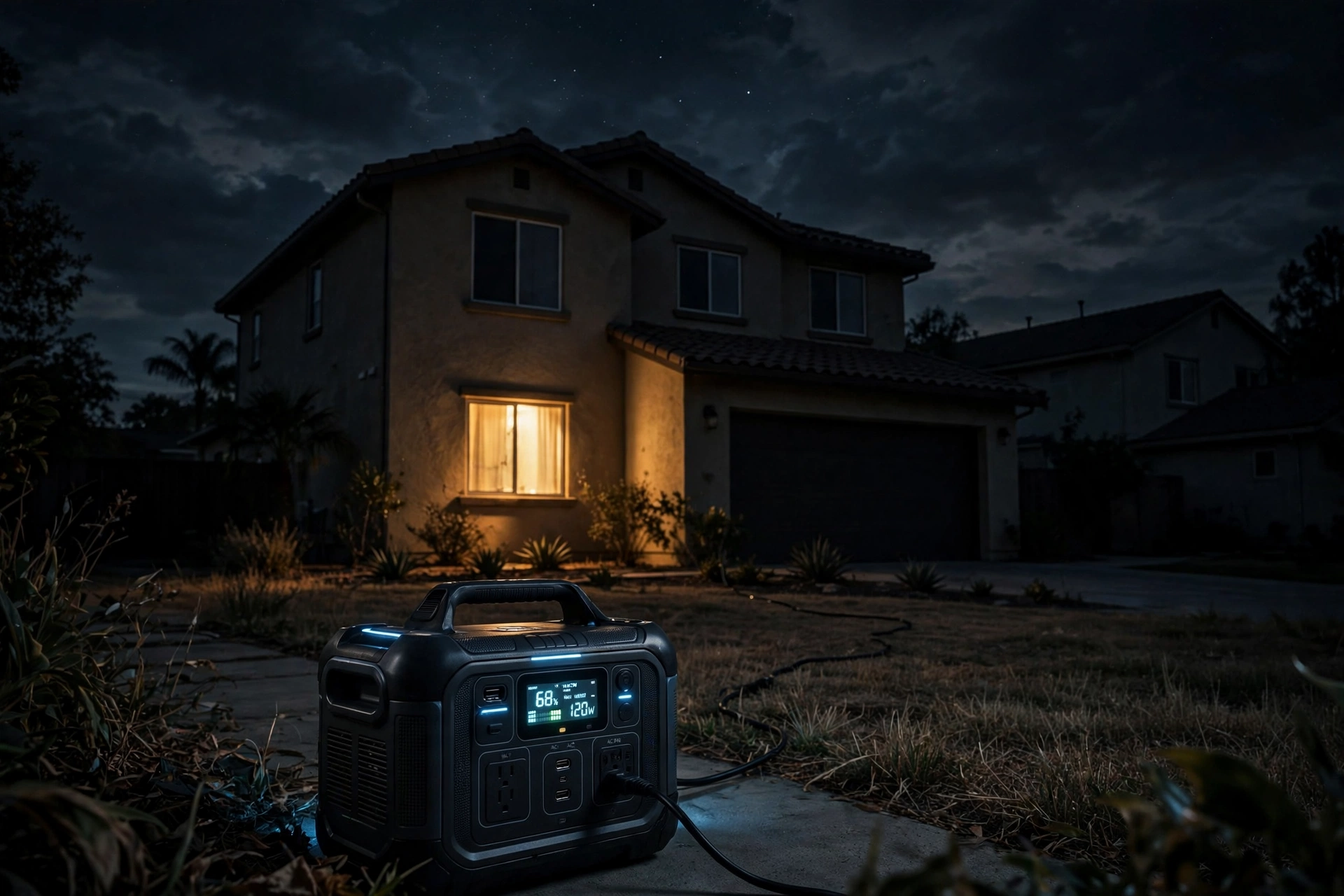 California home running on a portable power station during the PG&E blackout